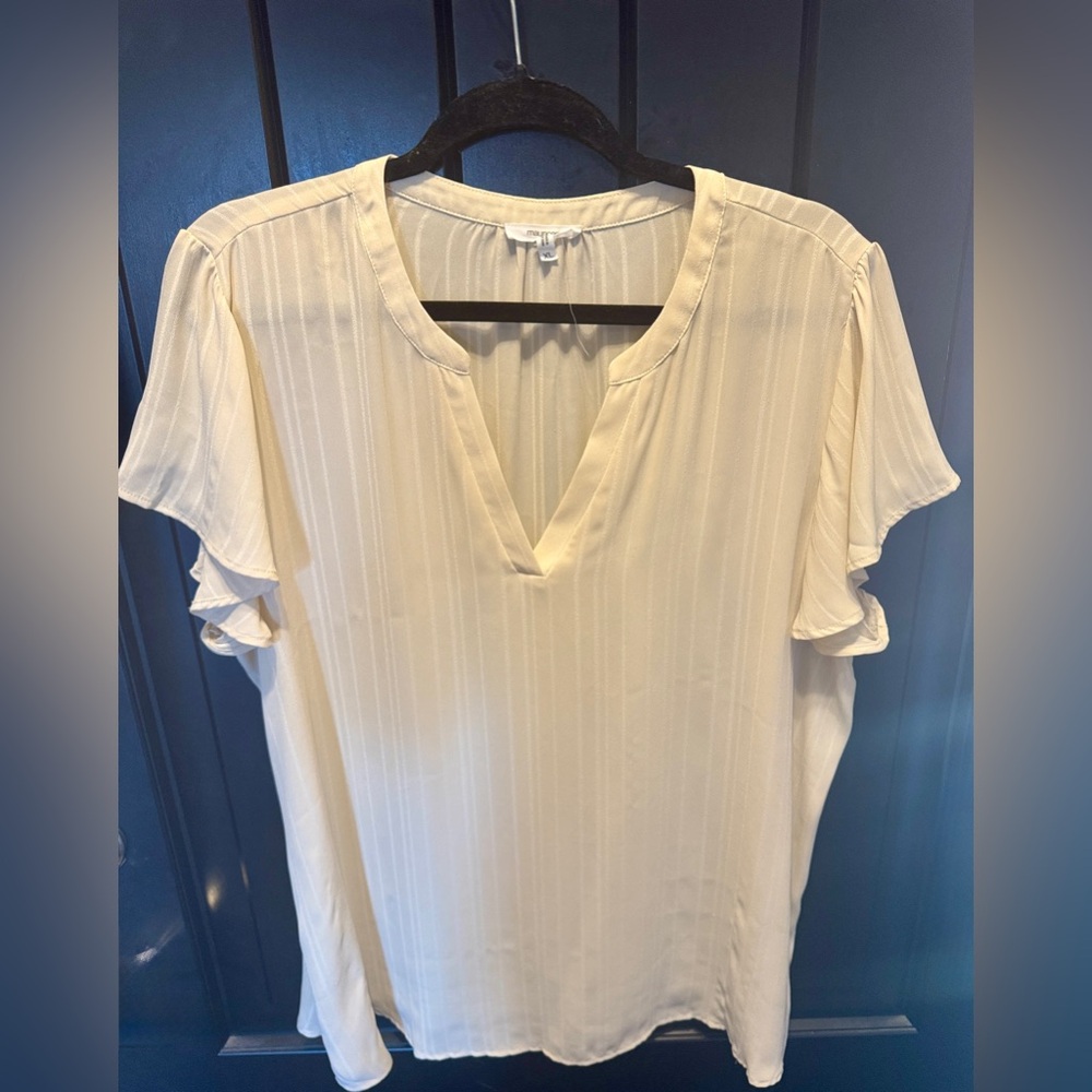 Maurices Cream Flutter Sleeve Blouse